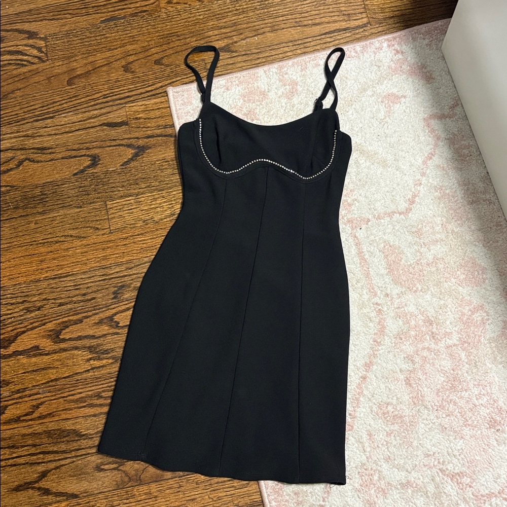 Black Dress with Rhinestone Detail PRINCESS POLLY